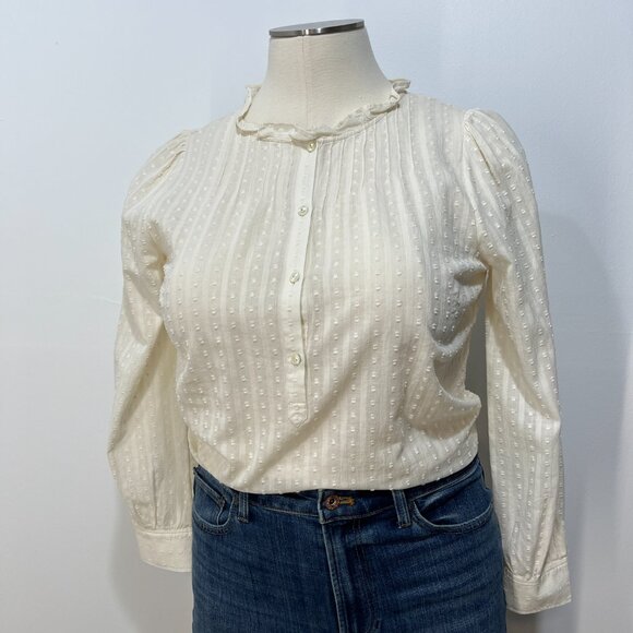 Talbots Tops - Talbots NWT Ivory Blouse – Ruffled Collar & Pintuck Pleats [size L]